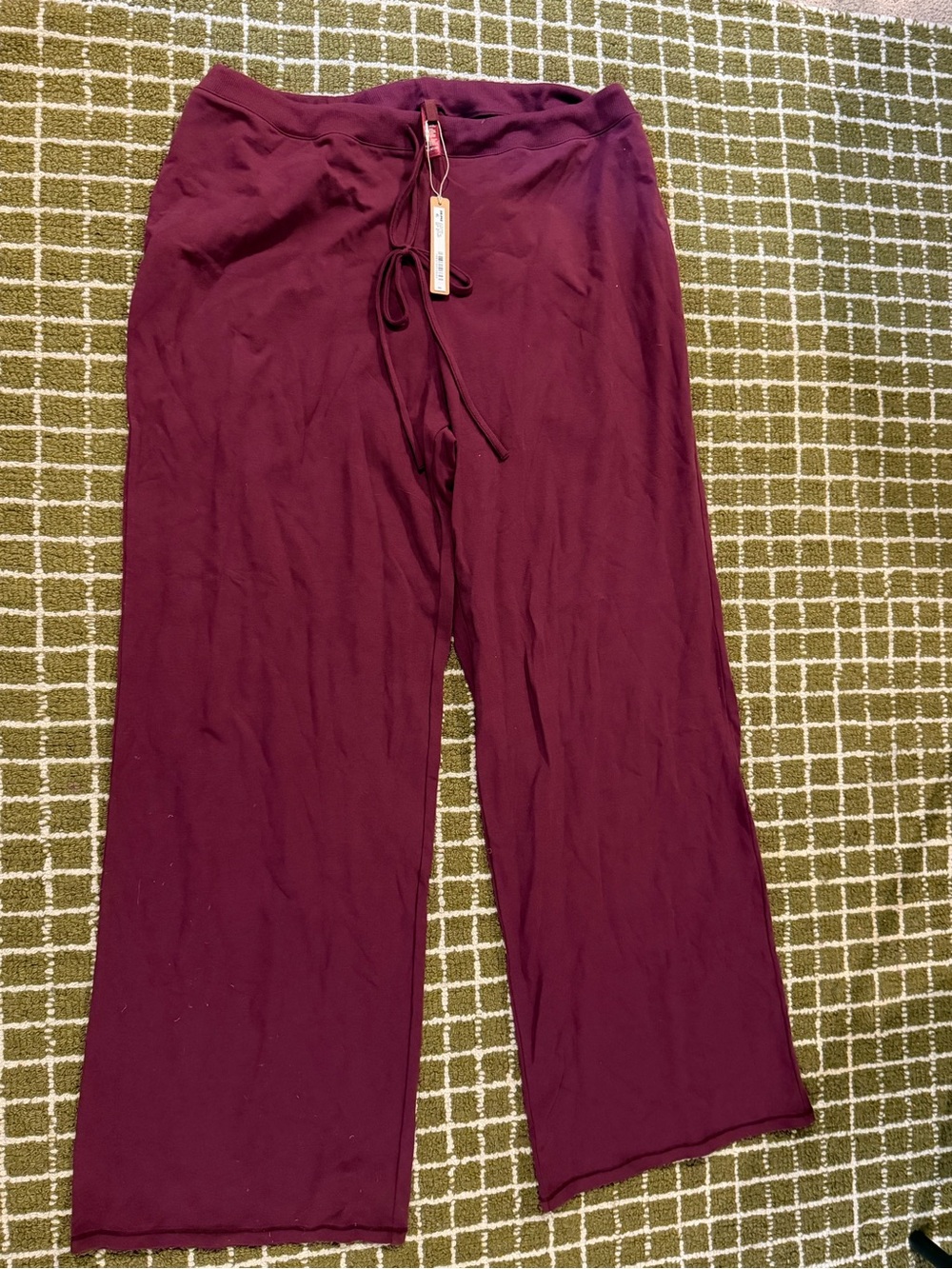 SKIMS cotton jersey straight leg Pants in Currant